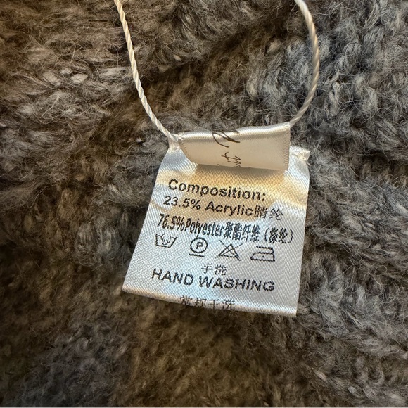 Knit Mix Womens XL Gray Chunky Knit Mock Neck Sweater Turtleneck Oversized Fall - Picture 8 of 10